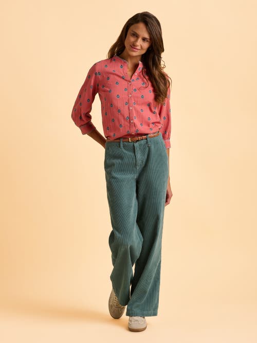 Brakeburn Sara 3/4 Sleeve Round Neck Shirt In Pink