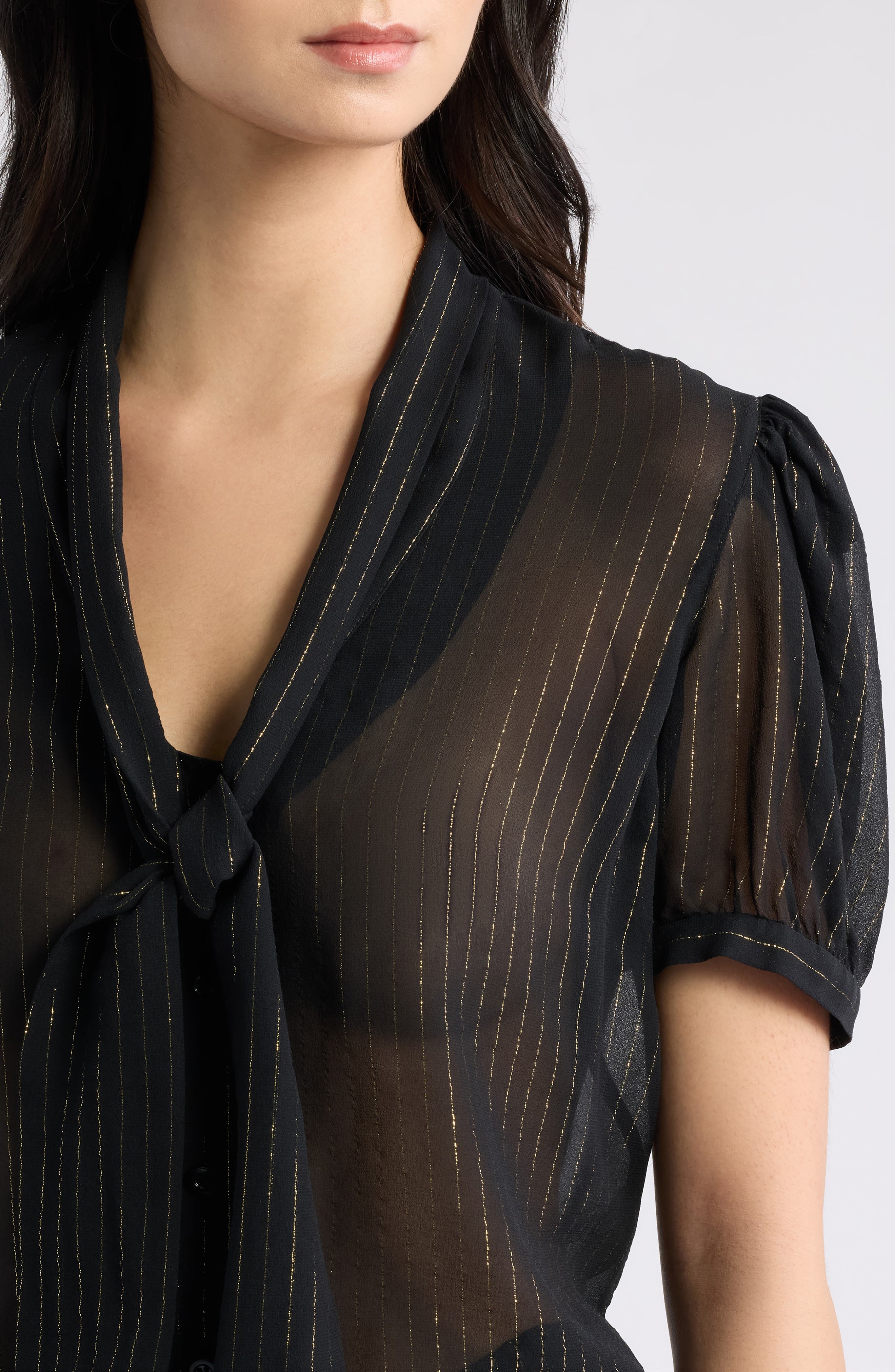 FRAME The Sonnet Metallic Stripe Top (Women) | Nordstrom