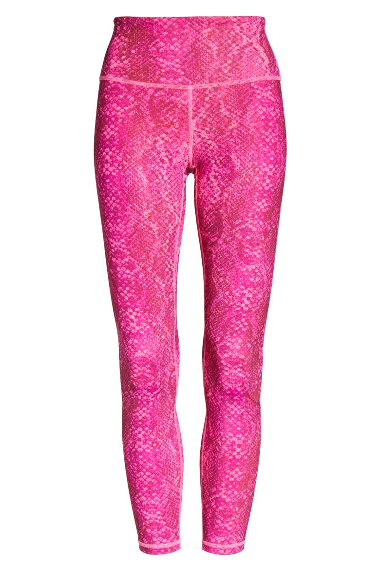 Snakeskin Print High Waist Leggings, Alternate, color, KNOCKOUT PINK