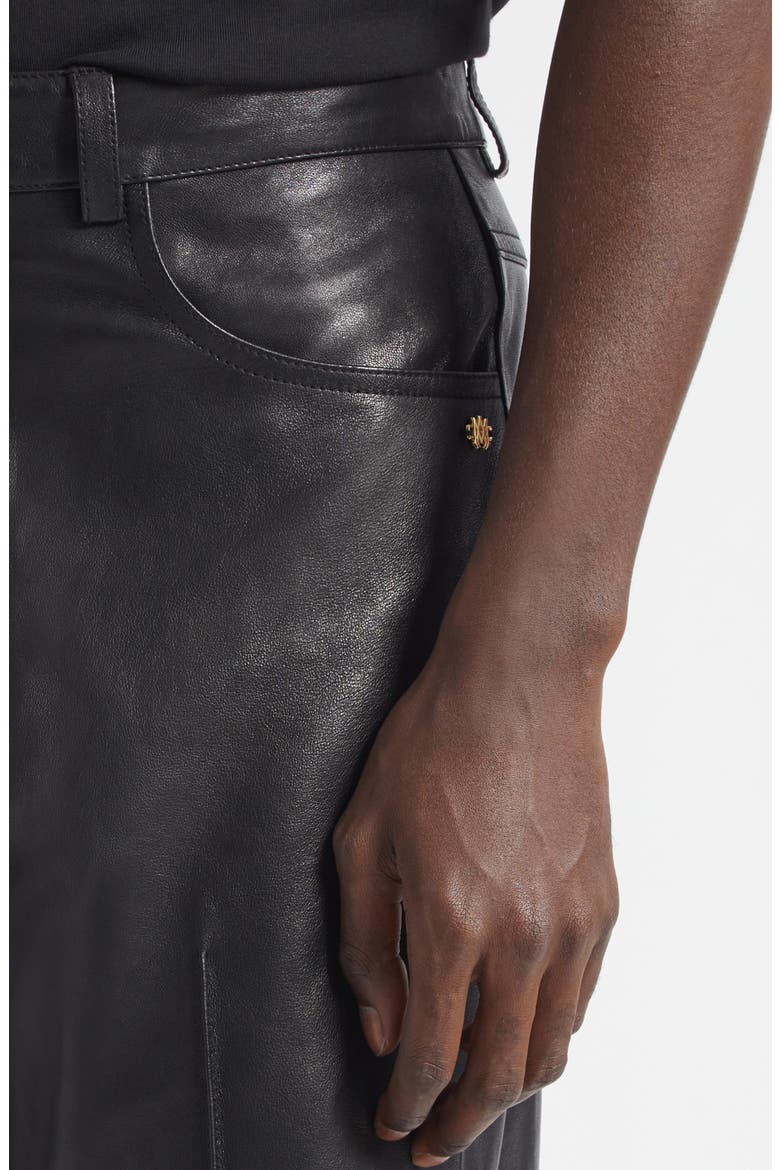 Bootcut Leather Pants, Alternate, color, BLACK