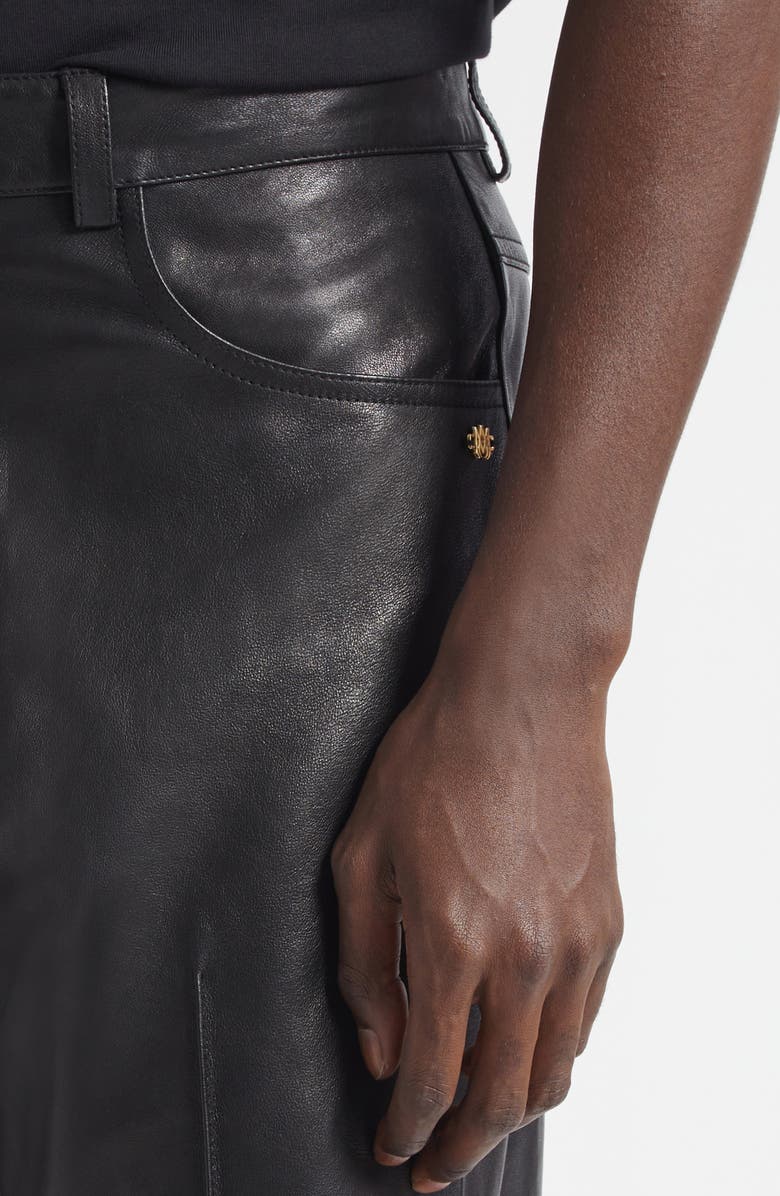 AMIRI Bootcut Leather Pants, Alternate, color, Black