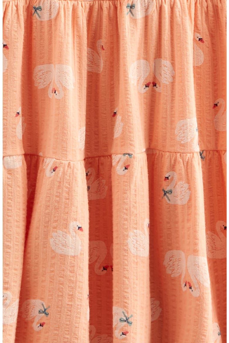 Kids' Pretty Tiered Dress, Alternate, color, CORAL PINK SWANS