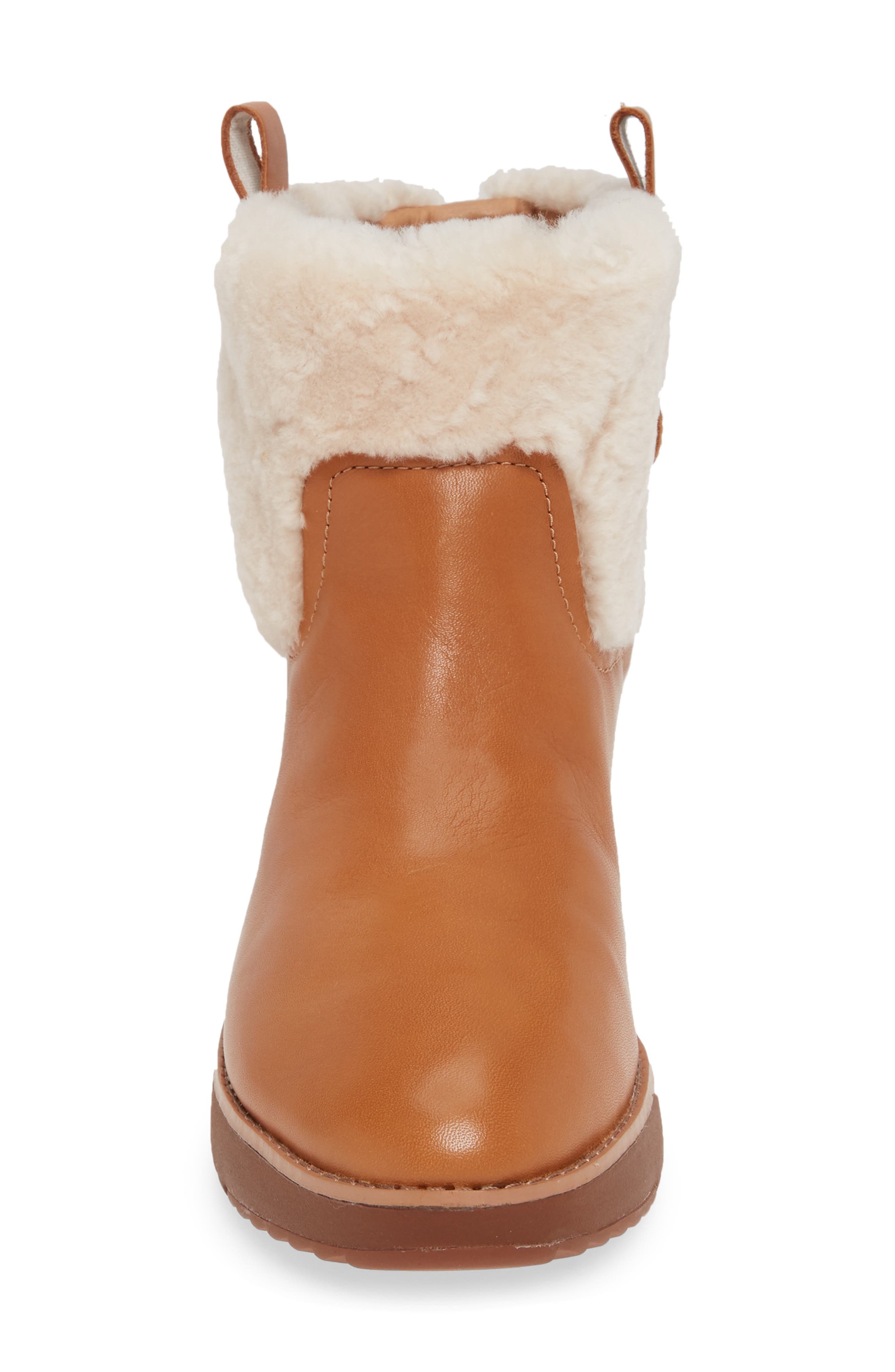 Mimie Genuine Shearling Trim Bootie, Alternate, color, HAZELNUT LEATHER