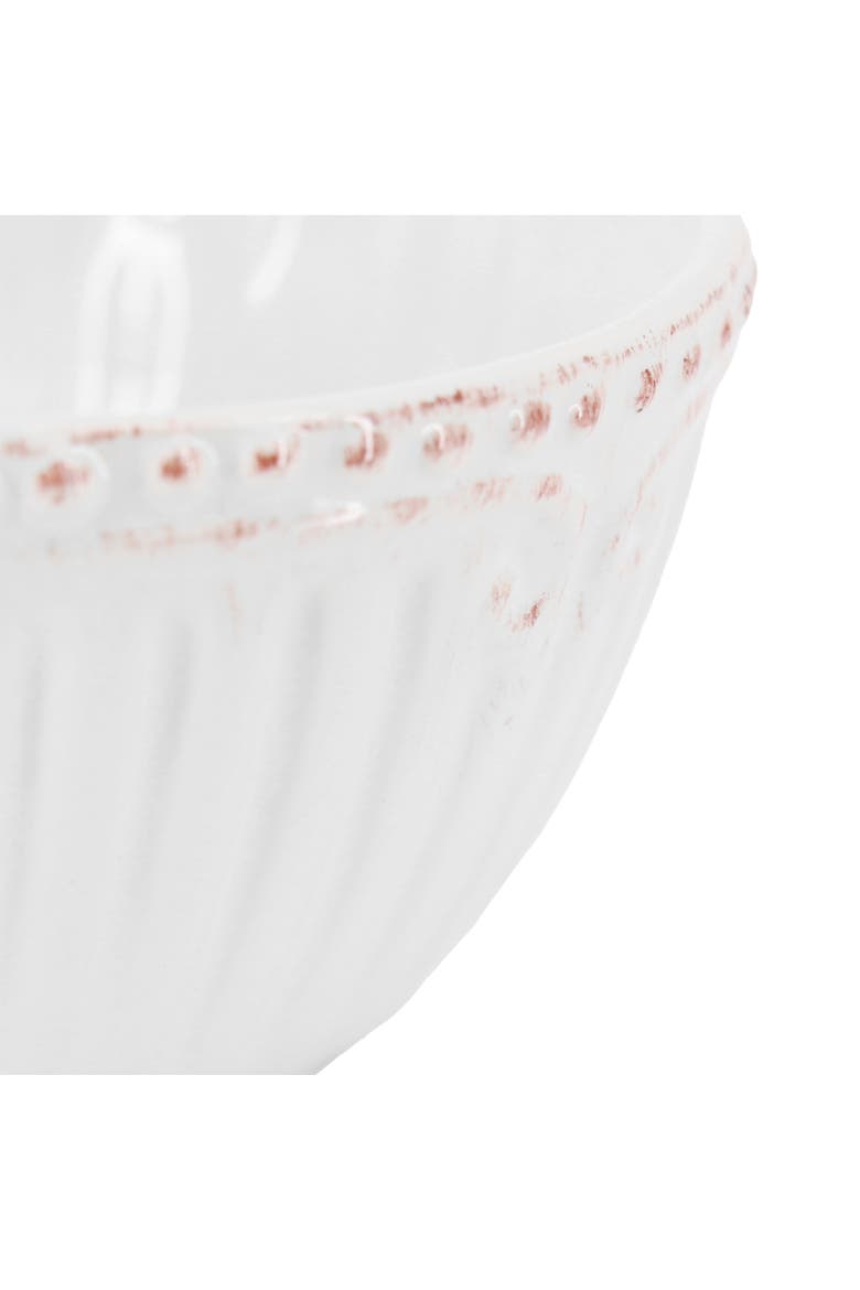 6pc 6 Inch Stoneware Embossed Cereal Bowl Set White, Alternate, color, White