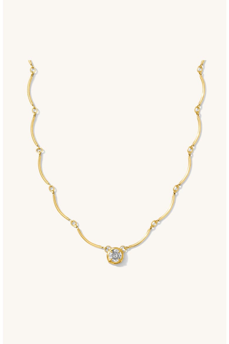Solitaire Wave Necklace, Main, color, Gold