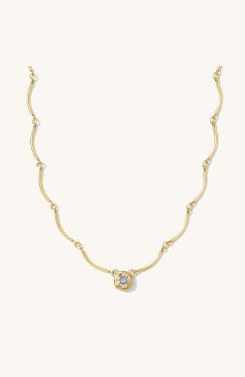 Solitaire Wave Necklace