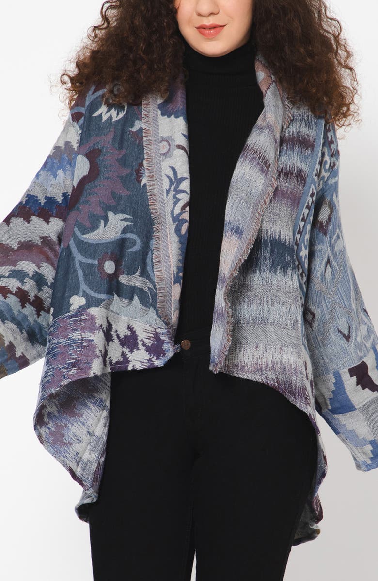 Vismaya Geometric Floral Jacket, Main, color, Blue Multi