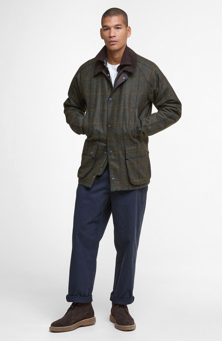 Barbour Bedale Check Corduroy Collar Wool Jacket, Alternate, color,