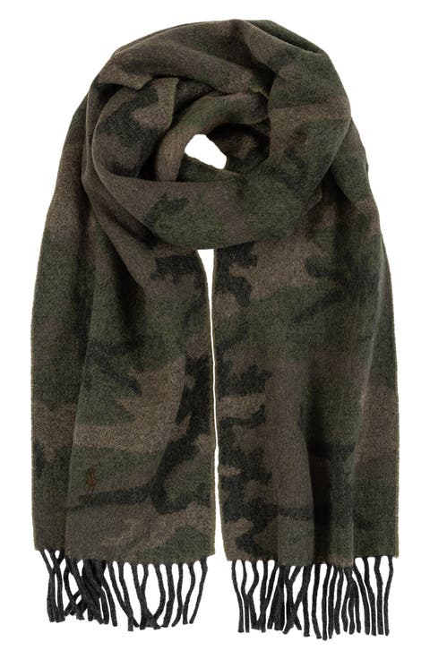 Camouflage Jacquard Recycled Wool Blend Scarf