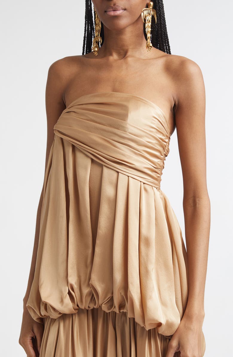 Zimmermann Kindred Spirit Alchemy Billow Strapless Silk Satin Chiffon Maxi Dress, Alternate, color, Champagne