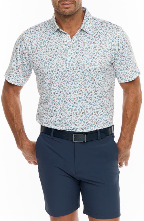 Robert Graham Sunset Sips Performance Stretch Printed Classic Fit Polo Shirt In White Multi