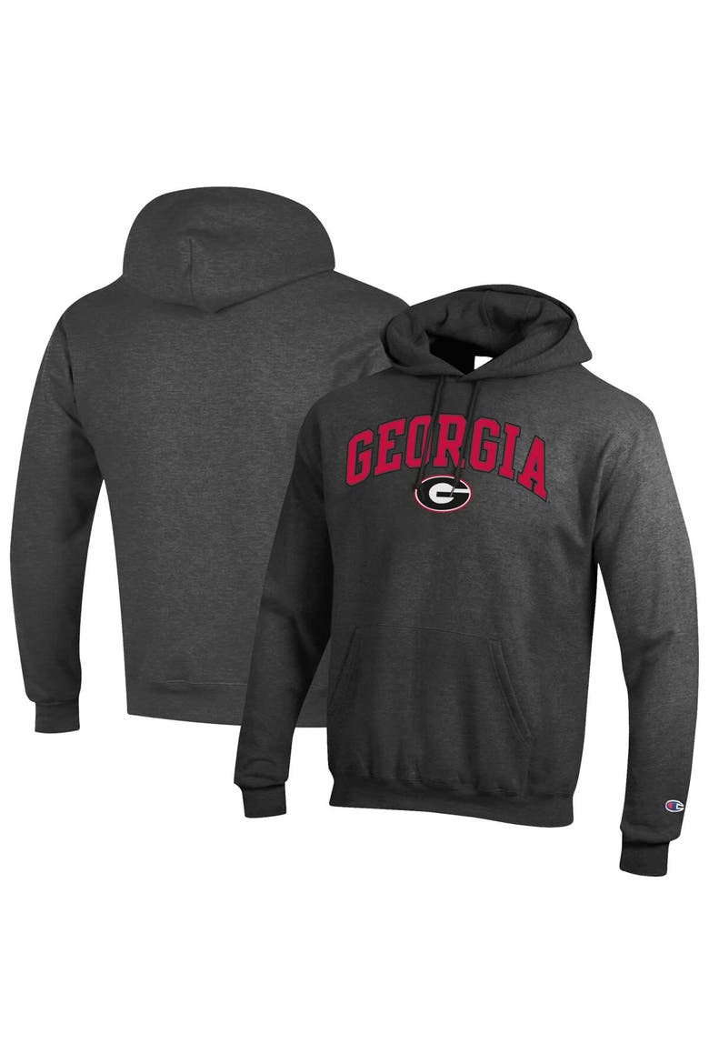 Men's Champion  Charcoal Georgia Bulldogs Arch Over Logo Pullover Hoodie, Alternate, color, Charcoal