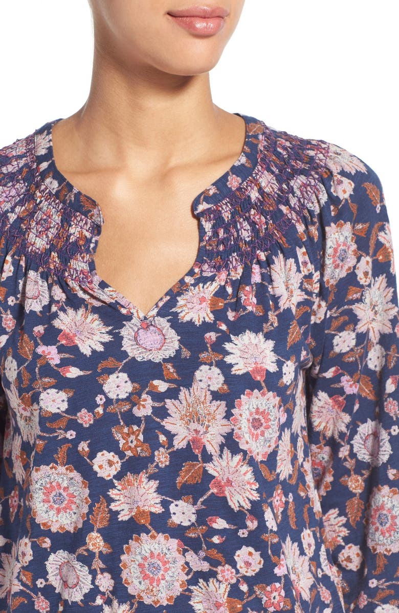 Lucky Brand Floral Print Blouson Top, Alternate, color, 
