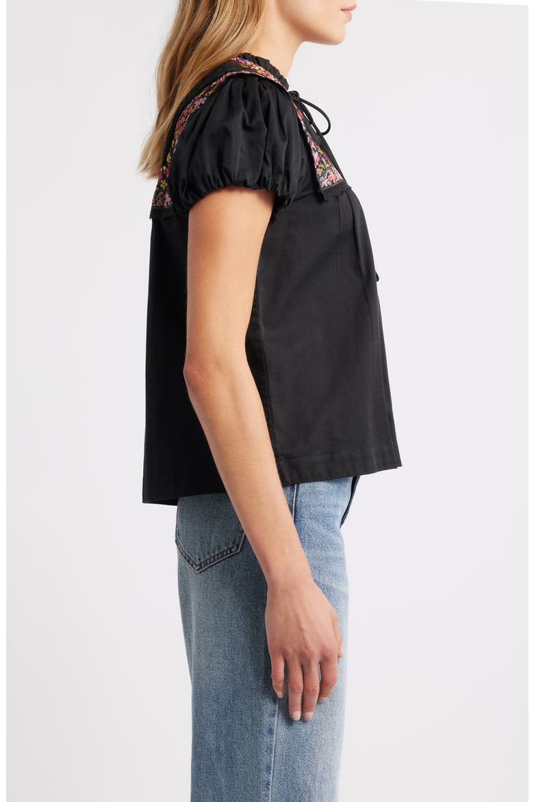 Molly Embroidered Puff Sleeve Top, Alternate, color, BLACK