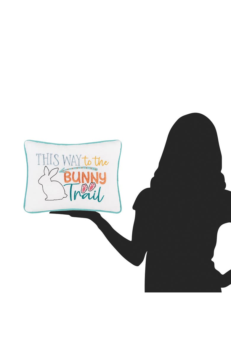 C&F Home "This Way to The Bunny Trail" Easter Cotton Blend Mini Accent Pillow 9" x 12", Alternate, color, White