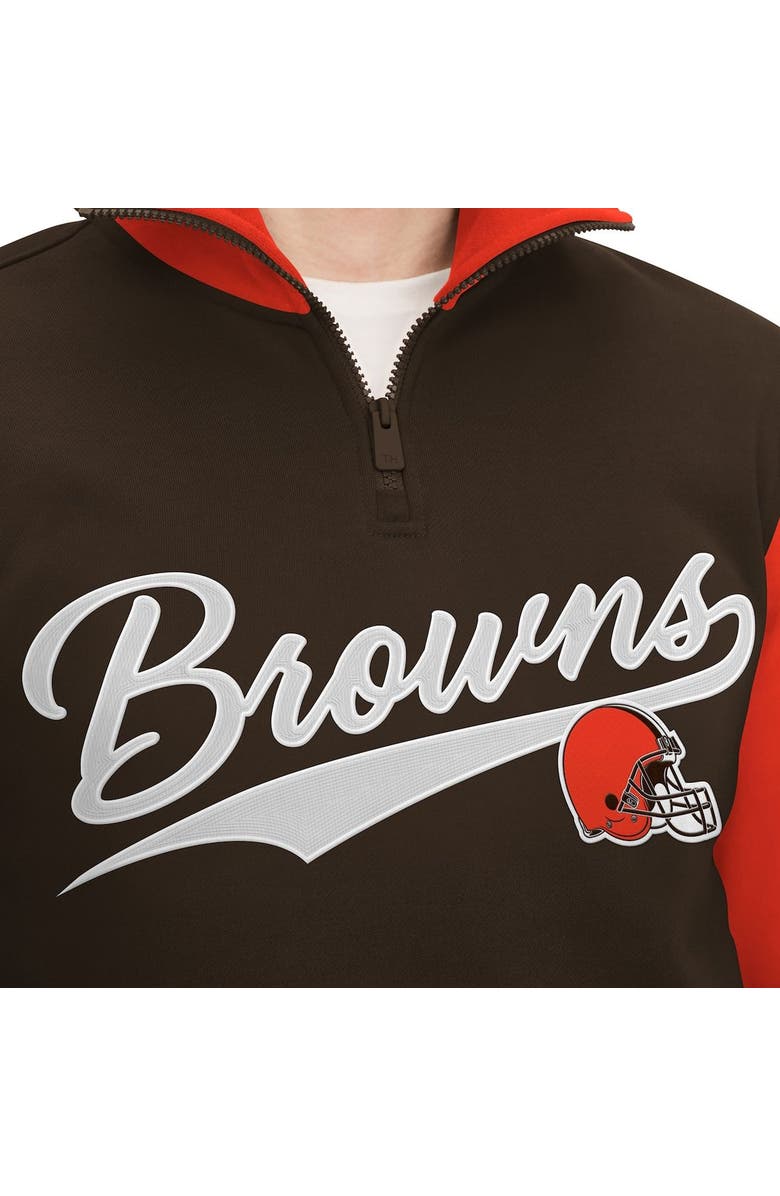 Tommy Hilfiger Men's Tommy Hilfiger Brown/Orange Cleveland Browns Aiden Quarter-Zip Sweatshirt, Alternate, color, Brown