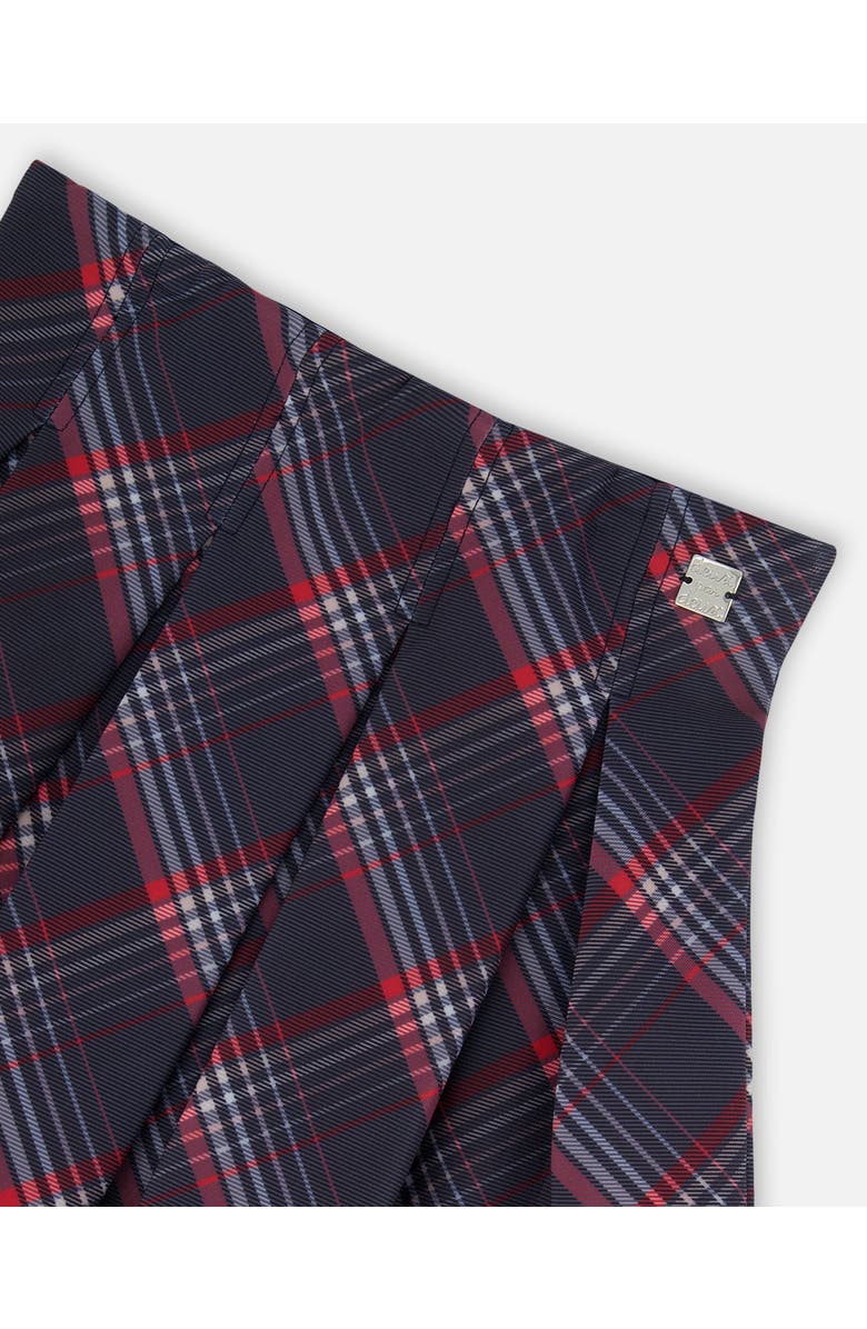 Deux par Deux Pleated Milano Skirt, Alternate, color, Red And Navy Plaid
