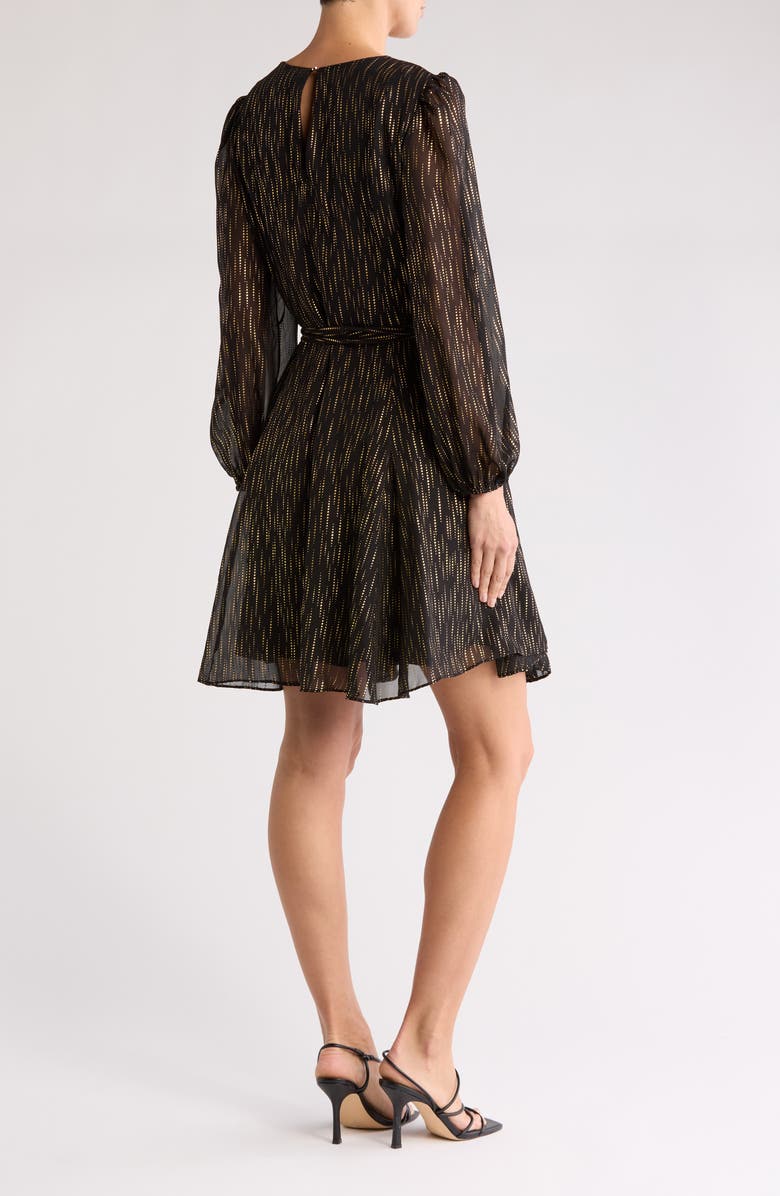 Julia Jordan Metallic Long Sleeve Swing Dress, Alternate, color, Black Gold