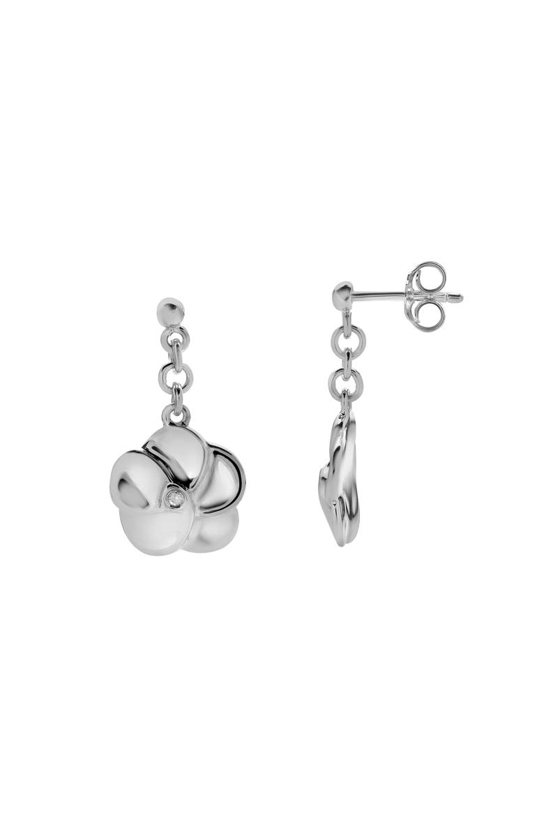 LuvMyJewelry Florelle Sterling Silver 0.02 Ct Diamond Floral Drop Earrings, Alternate, color, 925 Sterling Silver