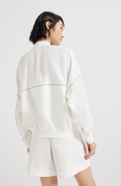 Brunello Cucinelli Paneled Sweatshirt With Monili In White