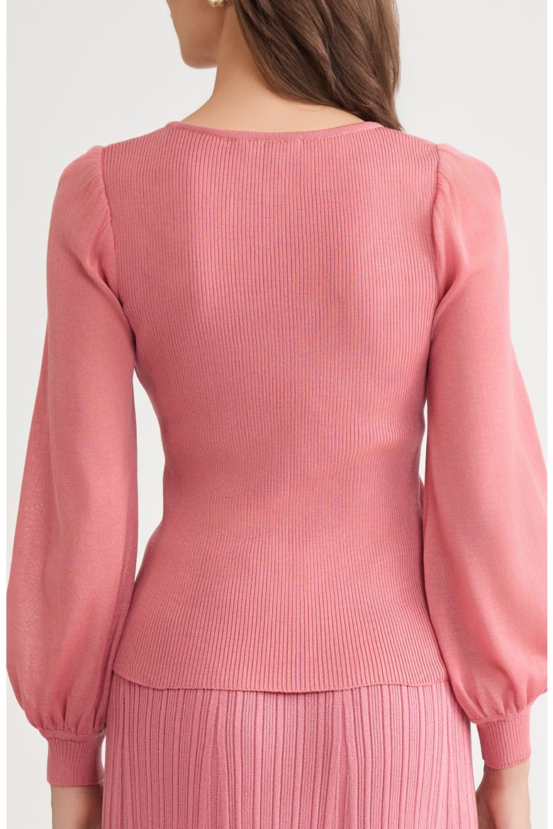 Puff Sleeve Rib Top, Alternate, color, HONEY SUCKLE