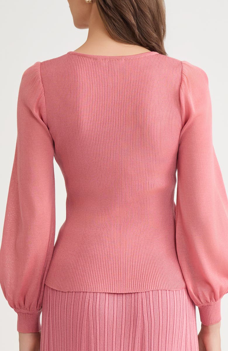 Misook Puff Sleeve Rib Top, Alternate, color, Honey Suckle