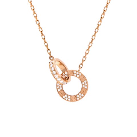 Love Interlocking Pave Necklace 18K Rose Gold and Diamonds