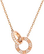 Pre-Owned Cartier Love Interlocking Pave Necklace 18K Rose Gold and Diamonds