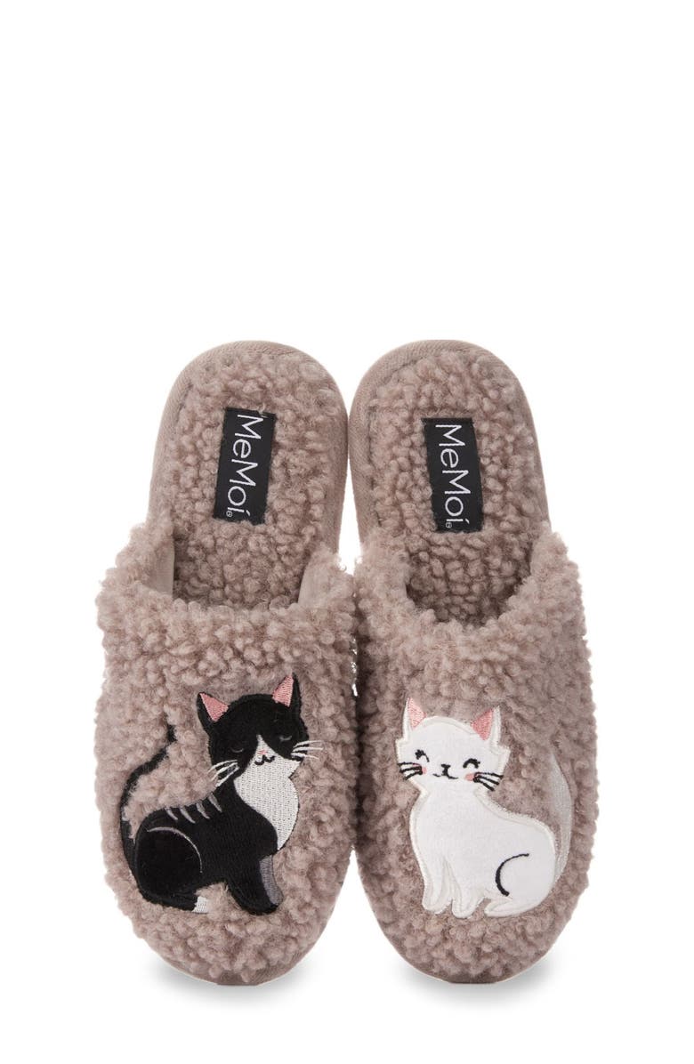 MeMoi More Kittens Meow Faux Shearling Memory Foam Slipper, Main, color,