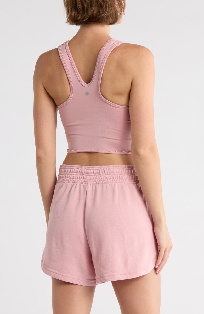 YOGALICIOUS Seamless Hollywood Lettuce Edge Racerback Bralette, Alternate, color, Pacific Pink