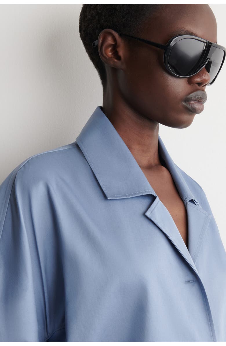 COS Sculptural Cotton Shirt, Alternate, color, Blue