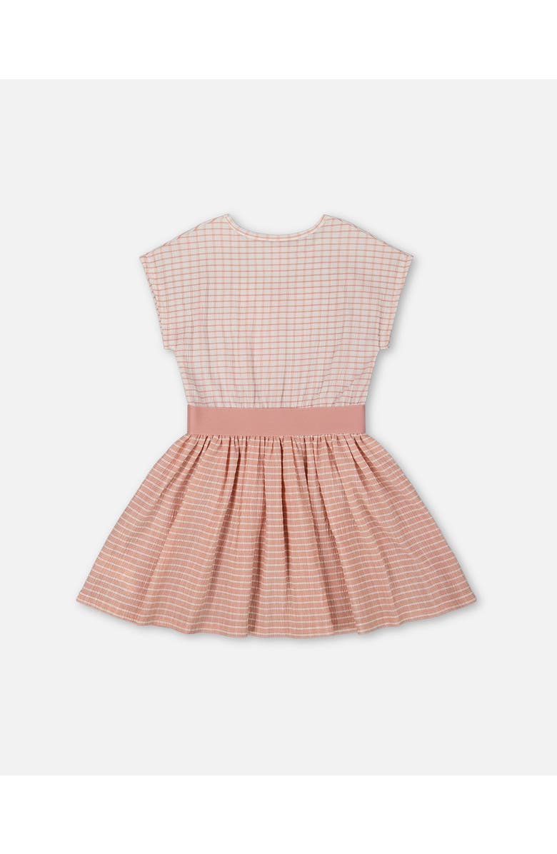 Deux par Deux Little Girl's Crinkle Dress With Applique Light Old Pink, Alternate, color, 