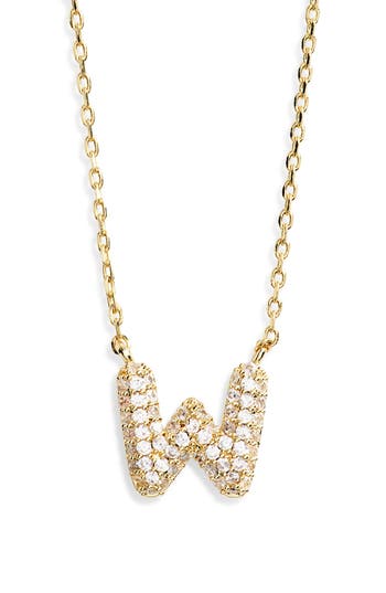 Leith Cubic Zirconia Initial Pendant Necklace In W- Clear- Gold