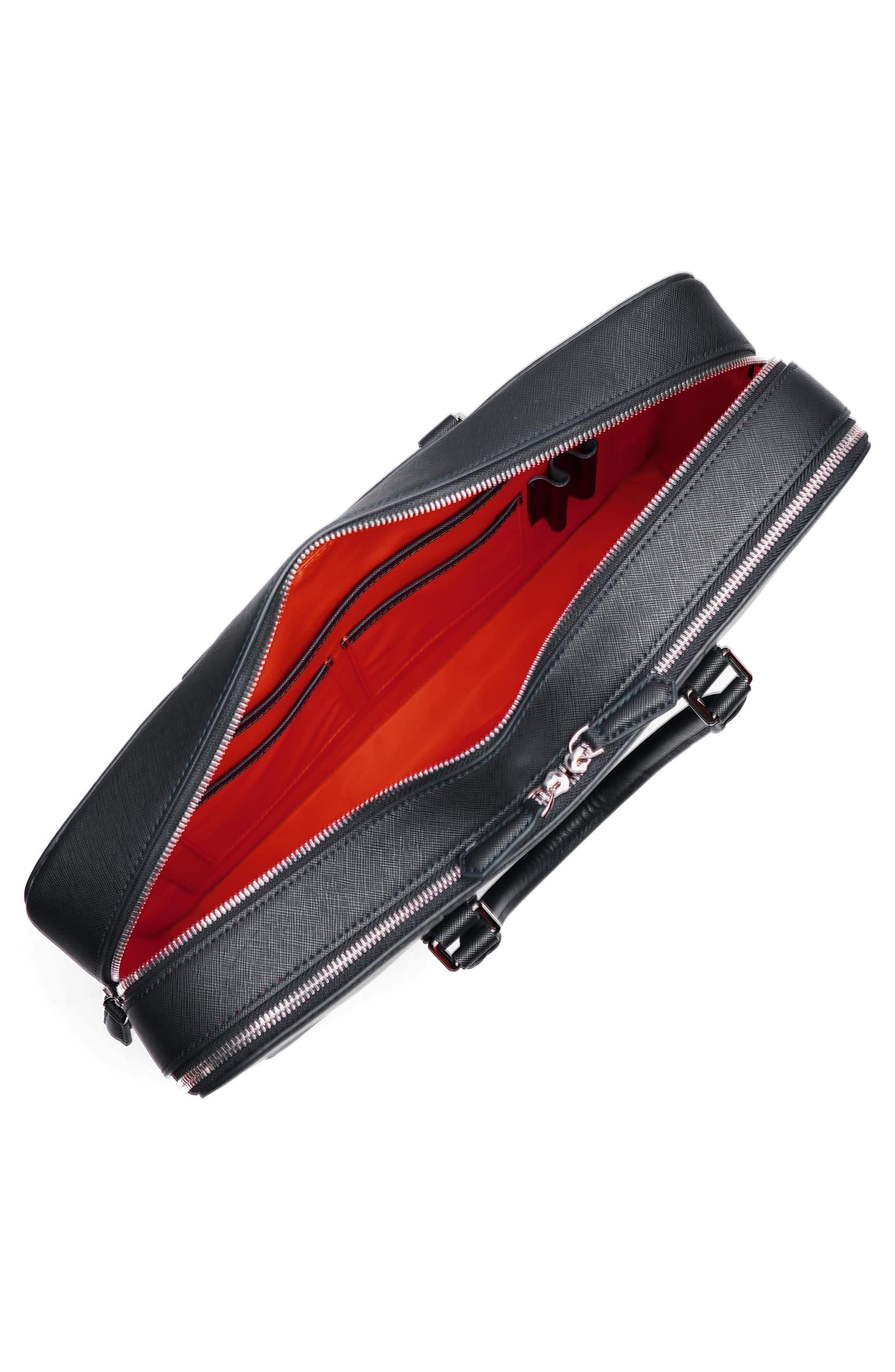 Maverick & Co. Manhattan Double Zip Leather Briefcase, Alternate, color, Black