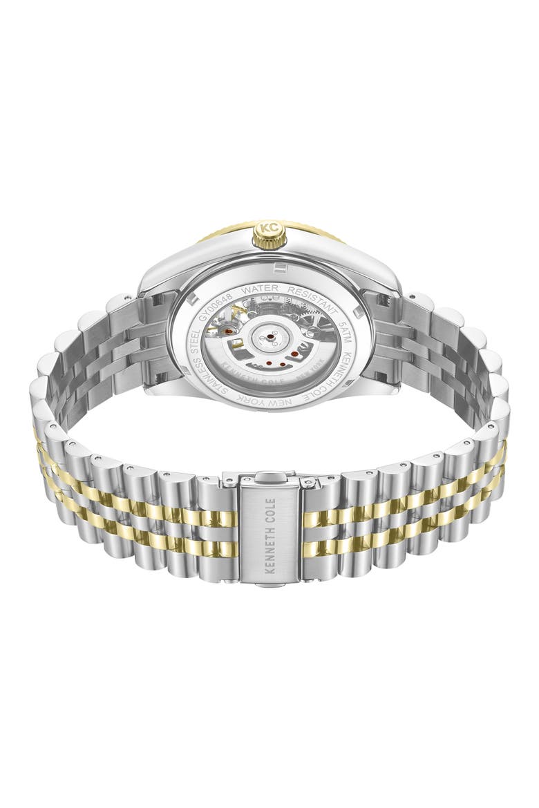 Open Heart Automatic Two-Tone Bracelet Watch, 43mm, Alternate, color, GREEN/ TWO TONE