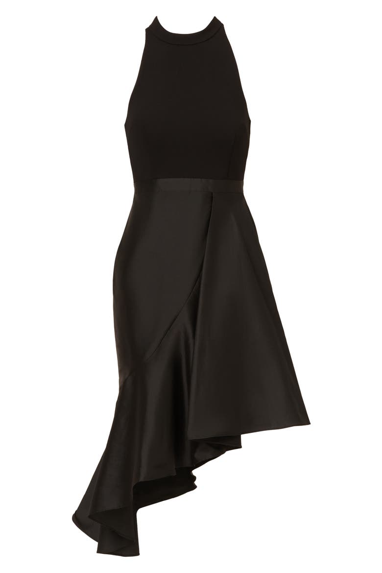 Crepe & Taffeta Cocktail Dress, Alternate, color, BLACK