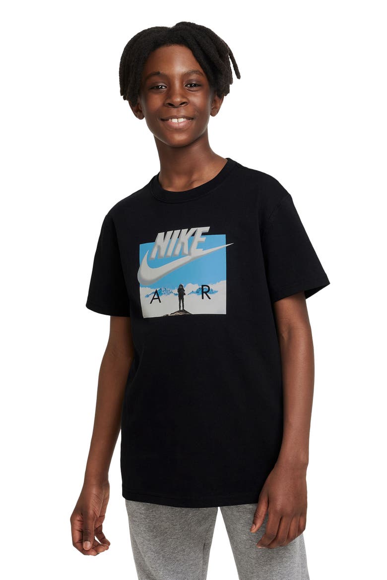 Kids' Sportswear Cotton Graphic T-Shirt, Main, color, BLACK