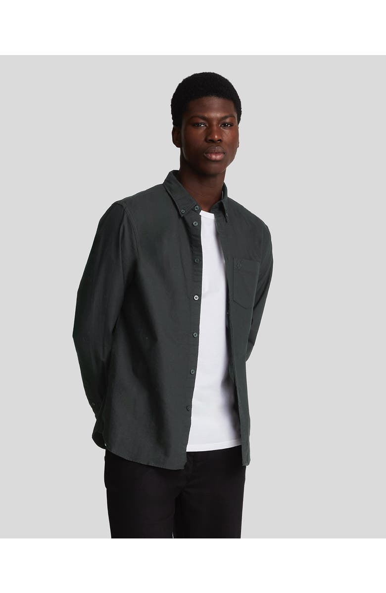 Lyle & Scott Tonal Eagle Plain Oxford Shirt, Main, color, Jet Black