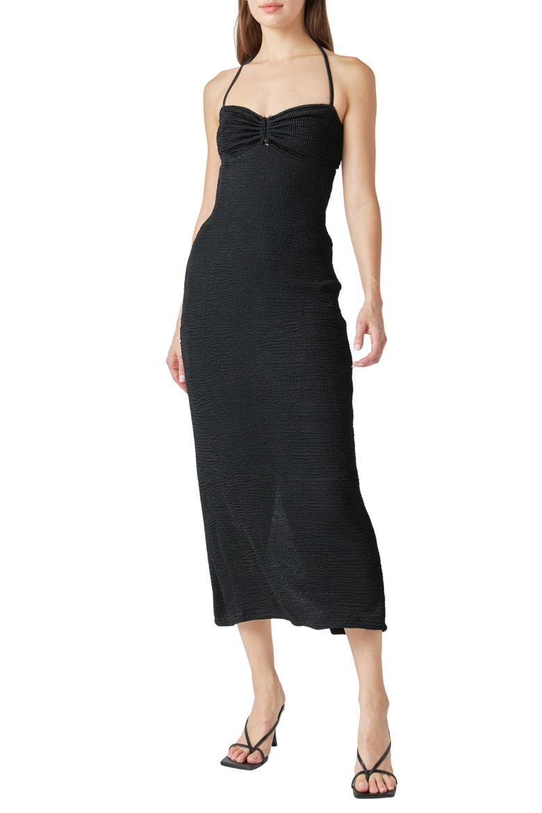 Textured Halter Maxi Dress, Alternate, color, BLACK