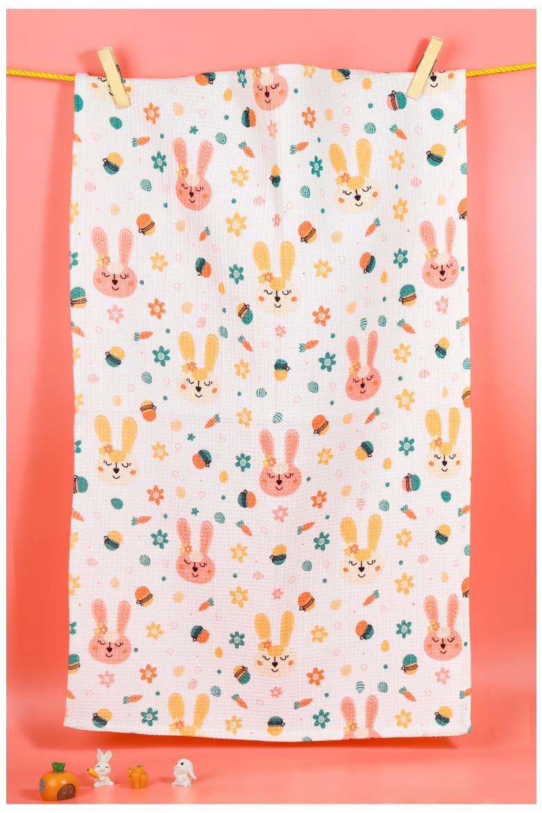 Hip Hop Easter Set of 3 Cotton Kitchen Towels, Alternate, color, GREEN
