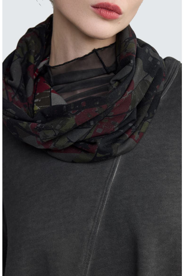 Dewy Sculptural Jersey Collar Scarf, Alternate, color, Smoky Print
