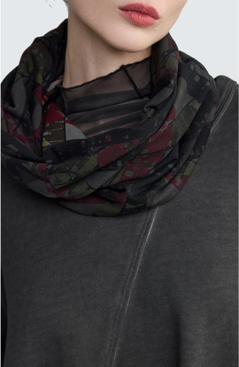 LUUKAA Dewy Sculptural Jersey Collar Scarf, Alternate, color, Smoky Print