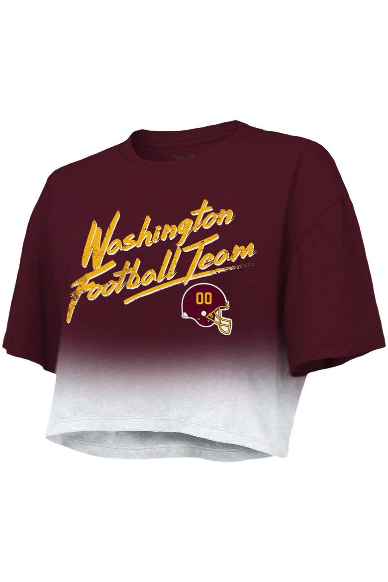 Women's Majestic Threads Chase Young Burgundy/White Washington Football Team Drip-Dye Player Name & Number Tri-Blend Crop T-Shirt, Alternate, color, Burgundy