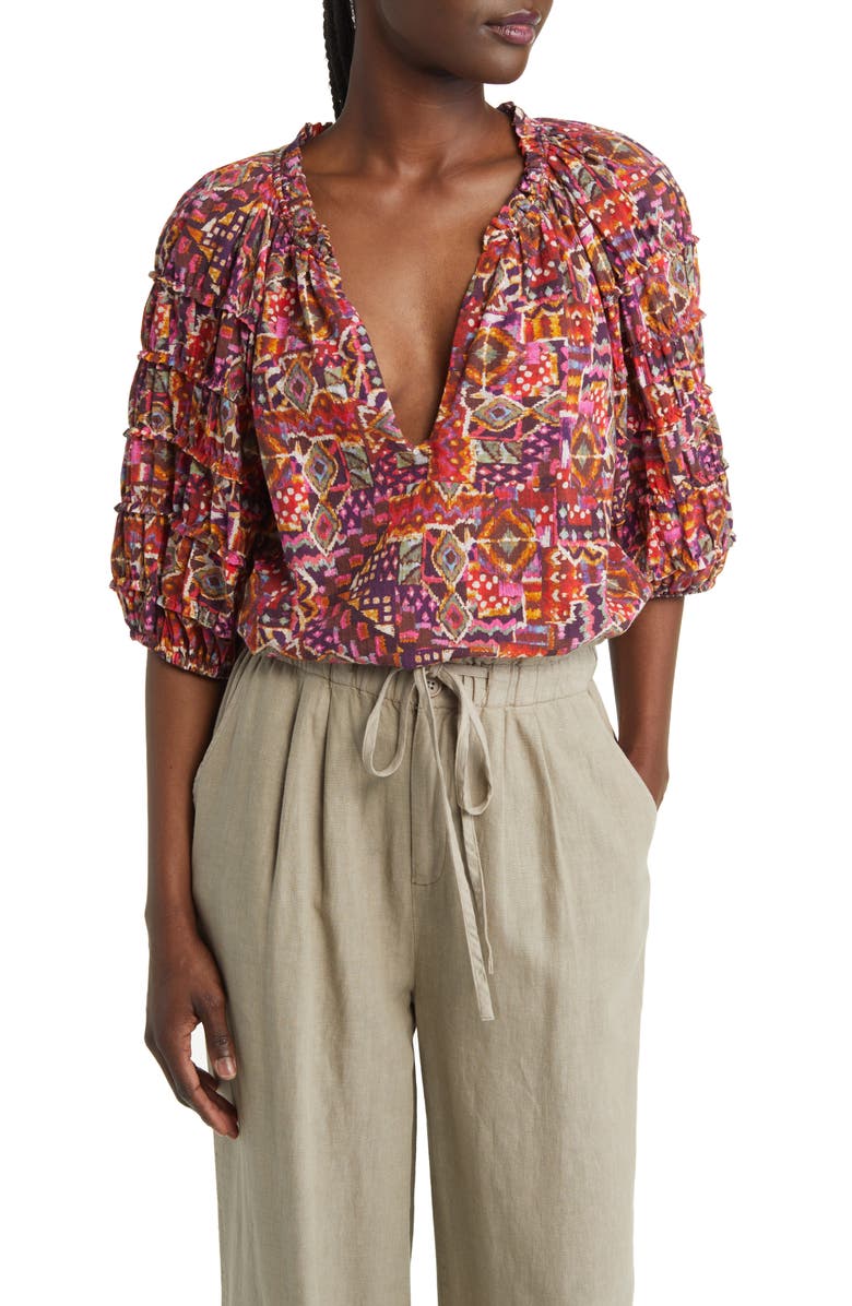 XÍRENA Lucia Print Frill Top, Main, color, 