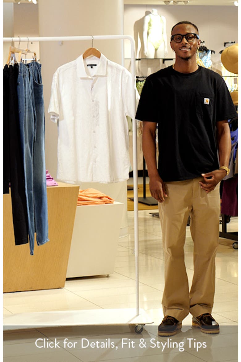 Makul Tonal Print Short Sleeve Stretch Cotton Button-Up Shirt video