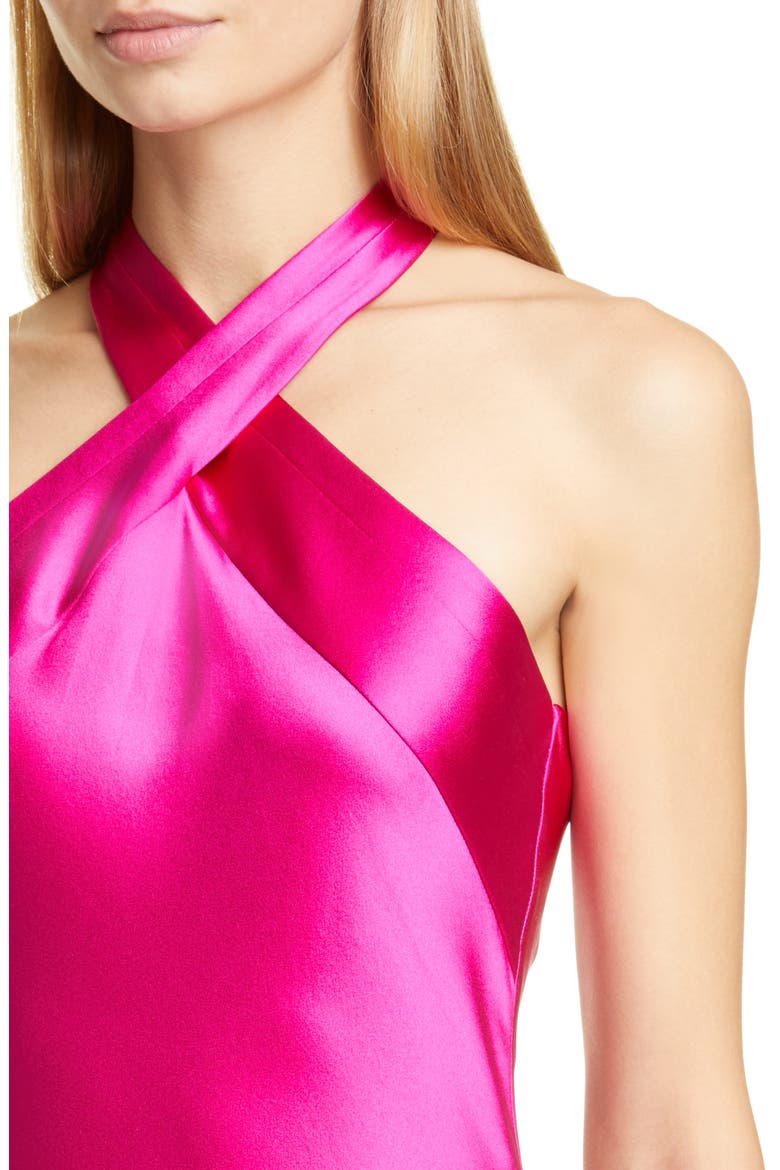 The Eve Halter Neck Silk Gown, Alternate, color, MAGENTA