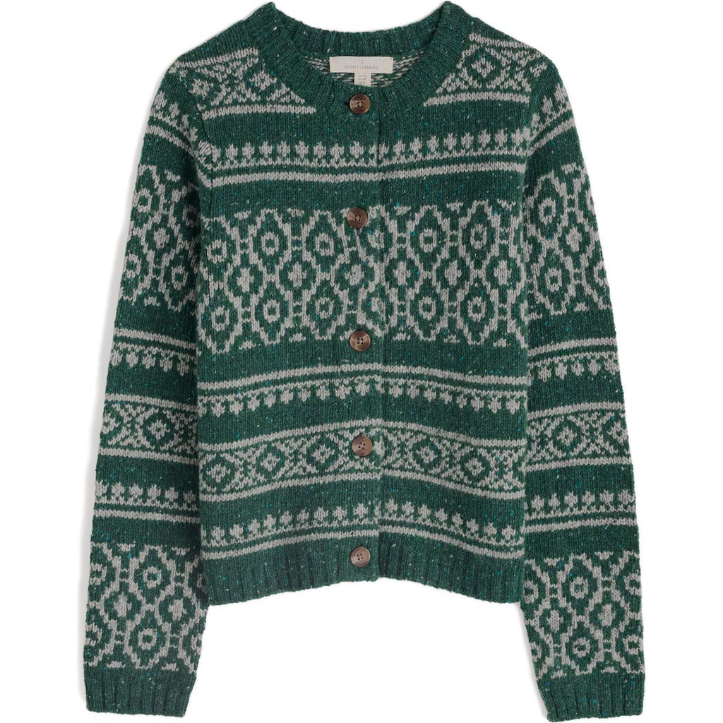 Seasalt Cornwall Castwork Merino Wool Blend Cardigan In Green