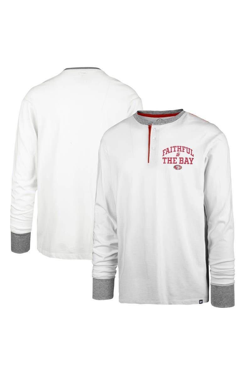 '47 Men's '47 Cream San Francisco 49ers Faithful to The Bay Pats Peek Henley T-Shirt, Alternate, color, 