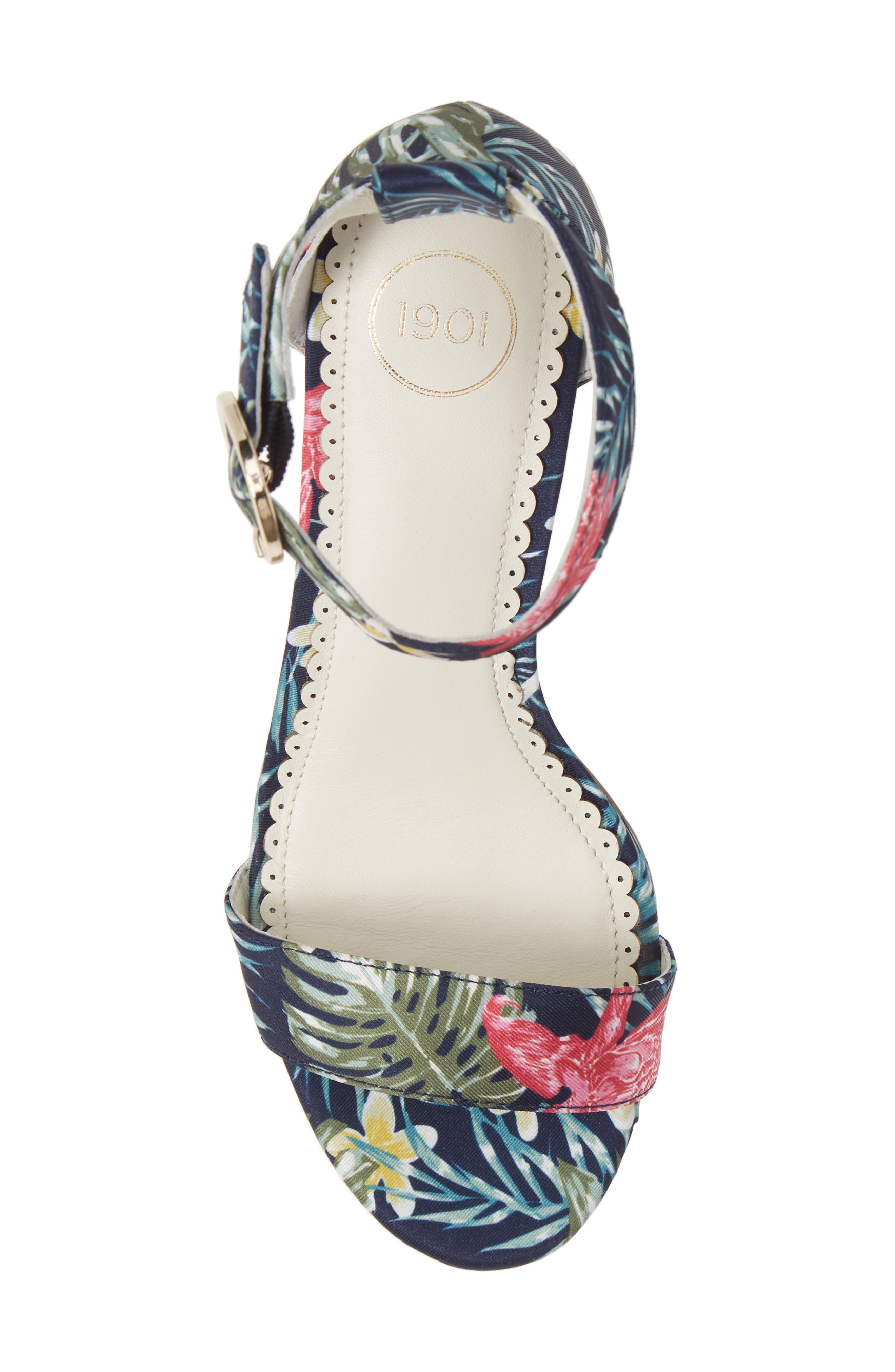 Ellery Sandal, Alternate, color, NAVY HAWAII PRINT FABRIC