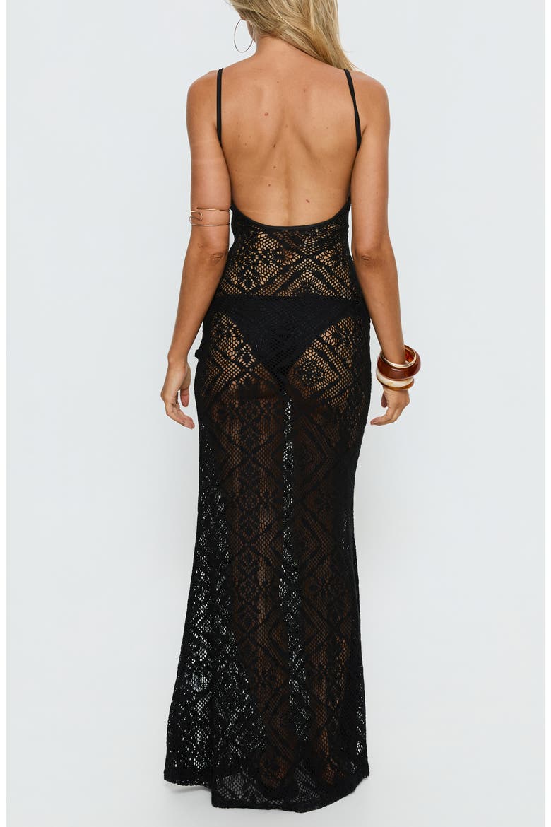 Eminent Semisheer Open Stitch Maxi Dress, Alternate, color, BLACK